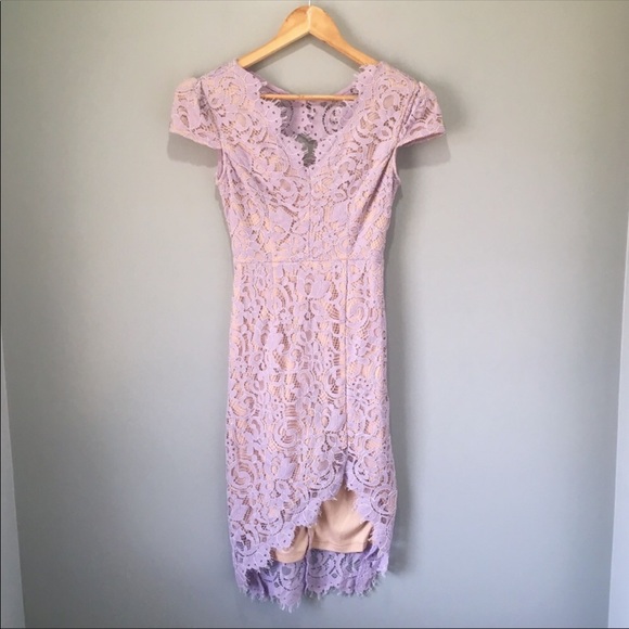 L’Atiste Lilac Purple Chantilly Lace Overlay Dress - Picture 6 of 6